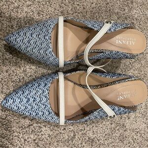 Alfani Women's Textured Blue and Cream Flats